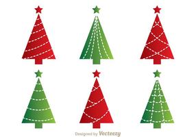 Red And Green Cristmas Tree Vectors