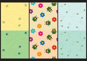 Cute Bee Patterns vector