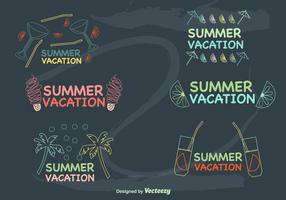 Etiquetas de vacaciones de verano a mano vector