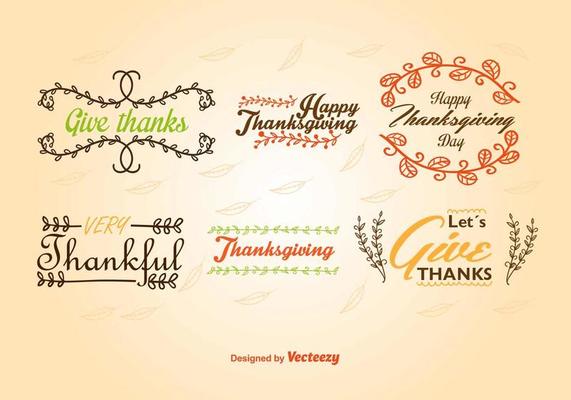 Caligraphic Thanksgiving labels