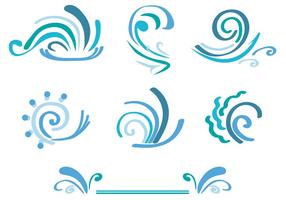 Curly Wave Icons Set  vector