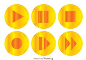 Golden Play Button Set vector