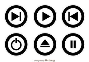 Black Media Circle Buttons vector