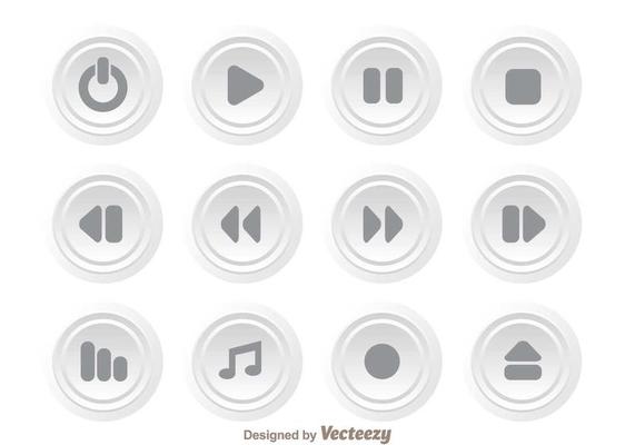 White Circle Media Button Set