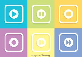 Colorful Square Media Buttons vector