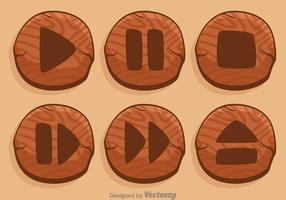 Wood Media Player Button