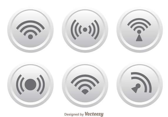 White Button Wifi Logo Vectors