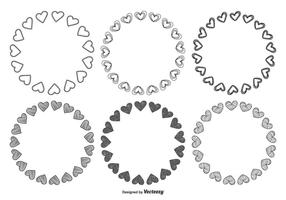 Hand Drawn Style Heart Frame Set vector