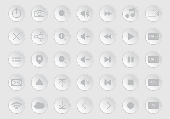 Gray Media Player Buttons