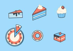 Pastel y postre Vector Icon Set