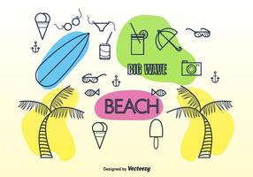 Doodle summer elements vector