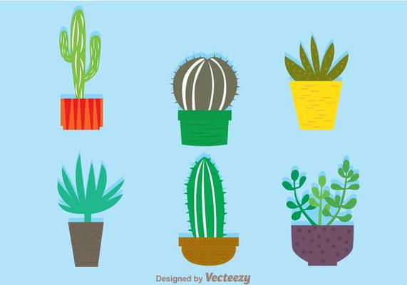 Cactus In A Pot Vectors