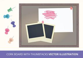 Cork Board with Thumbtacks Vector Illustration