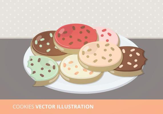 Plate of Cookies Vector Illustration