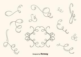 Hand Drawn Curly Swirl Vector Set