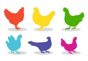 Set of chicken silhouette vectors