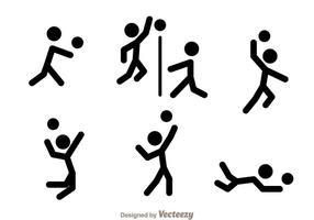 Volleyball Stick Figure Vector Icons