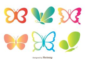 Iconos de las mariposas del color vector