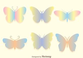 Conjunto de iconos de mariposas de arco iris suave vector