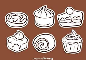 Iconos del bosquejo del pastel vector