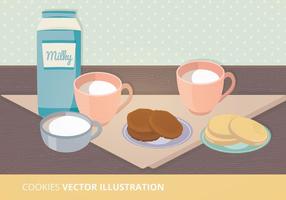 Leche y Cookies Vector Ilustration