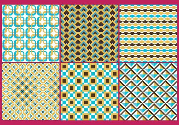 Retro Gold  Blue Patterns