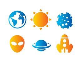 Iconos de objetos espaciales vector