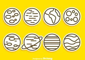 Planet Outline Icons vector