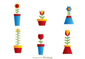 Hermosas flores en una maceta vector