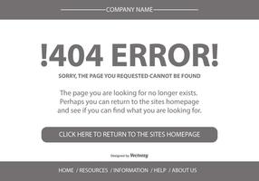 404 Error Page Template vector
