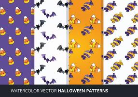 Vector Watercolor Halloween Patterns 