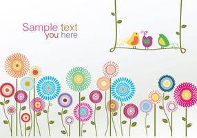Colorful Birds and Flower Vector