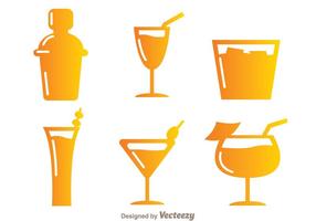 Gradient Cocktail Icons vector