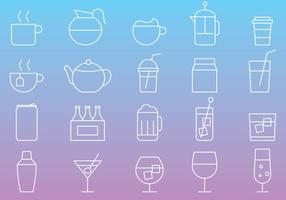 Iconos de línea de bebidas vector