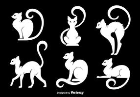 White cats silhouettes vector