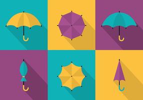 Set of Colorful Umbrellas Vector Background