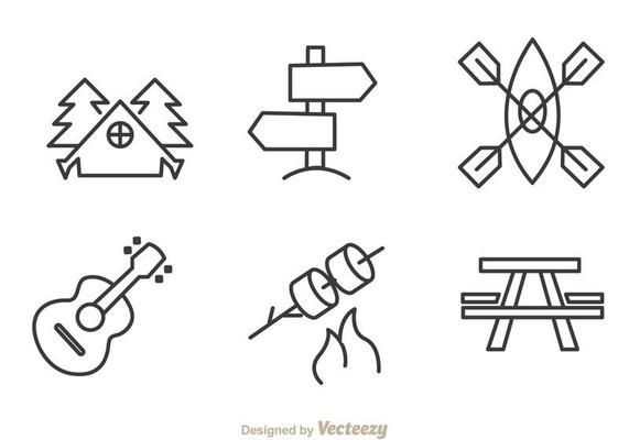 Camping And Adventure Outline Icons