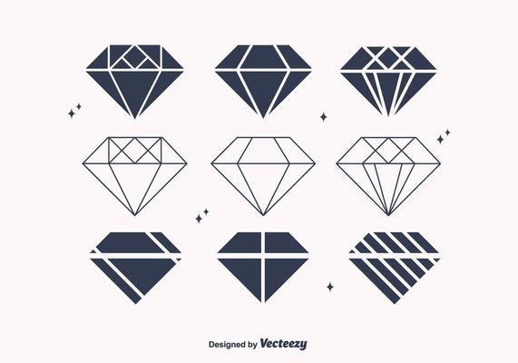 Flat Diamond Vectors 