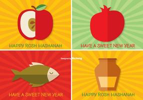 Rosh Hashanah Label Set vector