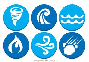 Iconos del círculo de desastre natural vector
