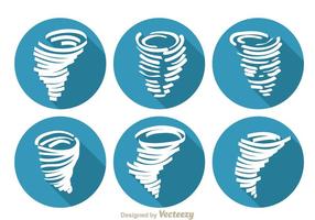 Iconos de la sombra larga del tornado vector