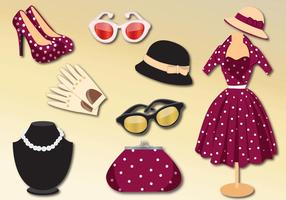 Retro Woman Clothes Vector Set