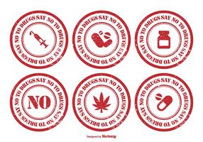 No To Drugs Rubber Stamp Set vector