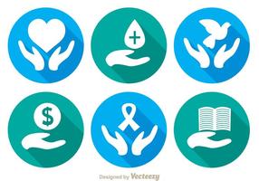 Donate Long Shadow Icons vector