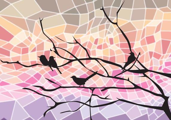 Bird on Tree Branch Abstract