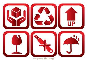 Fragile Red And White Icons vector