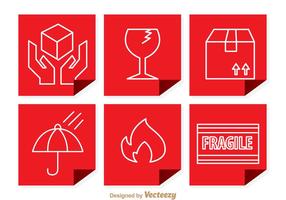 Fragile Red Square Sticker vector