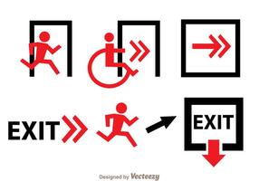 Emergency Exit Black and Red Sign vector
