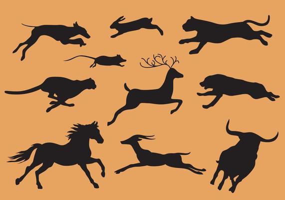 Animals Running Silhouette Vectors