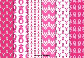 Breast cancer ribbons patterns vector